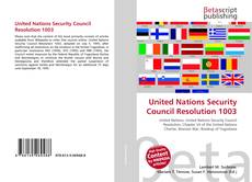 Bookcover of United Nations Security Council Resolution 1003