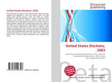 Portada del libro de United States Elections, 2003
