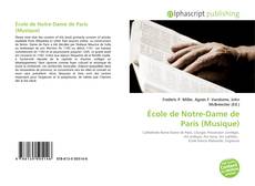 Capa do livro de École de Notre-Dame de Paris (Musique) 