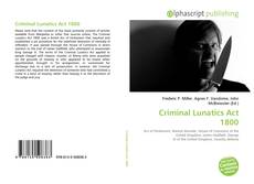Criminal Lunatics Act 1800的封面