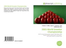 Bookcover of 2003 World Snooker Championship