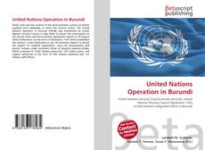 Buchcover von United Nations Operation in Burundi