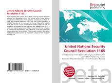 Buchcover von United Nations Security Council Resolution 1165