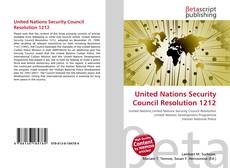 Buchcover von United Nations Security Council Resolution 1212