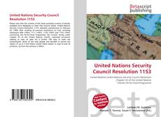 Buchcover von United Nations Security Council Resolution 1153
