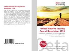 Buchcover von United Nations Security Council Resolution 1228