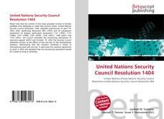 United Nations Security Council Resolution 1404的封面