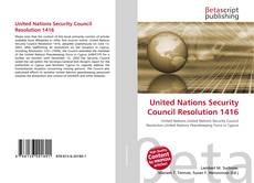United Nations Security Council Resolution 1416 kitap kapağı