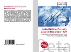 United Nations Security Council Resolution 1430 kitap kapağı