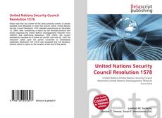Buchcover von United Nations Security Council Resolution 1578