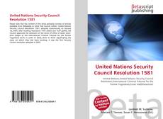 Couverture de United Nations Security Council Resolution 1581