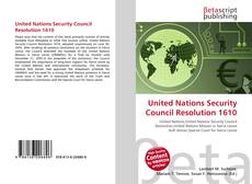 United Nations Security Council Resolution 1610 kitap kapağı