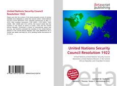 Couverture de United Nations Security Council Resolution 1922