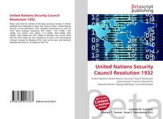 Couverture de United Nations Security Council Resolution 1932