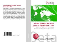 Copertina di United Nations Security Council Resolution 1700
