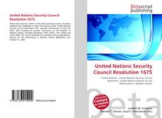 Couverture de United Nations Security Council Resolution 1675