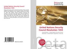 Copertina di United Nations Security Council Resolution 1653