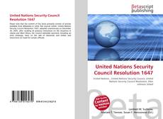Обложка United Nations Security Council Resolution 1647