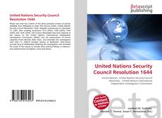 Capa do livro de United Nations Security Council Resolution 1644 