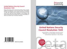 Portada del libro de United Nations Security Council Resolution 1643