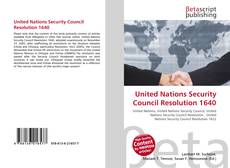 Portada del libro de United Nations Security Council Resolution 1640