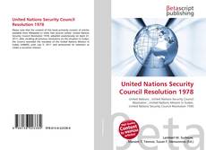 Buchcover von United Nations Security Council Resolution 1978