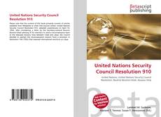 Bookcover of United Nations Security Council Resolution 910