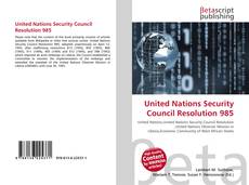 Capa do livro de United Nations Security Council Resolution 985 
