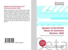 Couverture de Speaker of the British House of Commons Election, 2000