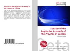 Buchcover von Speaker of the Legislative Assembly of the Province of Canada