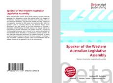 Copertina di Speaker of the Western Australian Legislative Assembly