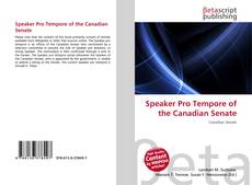 Buchcover von Speaker Pro Tempore of the Canadian Senate
