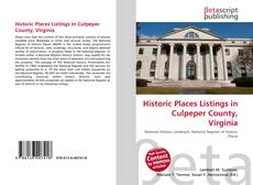 Buchcover von Historic Places Listings in Culpeper County, Virginia