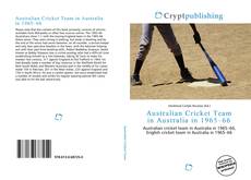 Buchcover von Australian Cricket Team in Australia in 1965–66