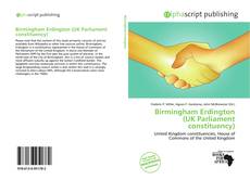 Bookcover of Birmingham Erdington (UK Parliament constituency)