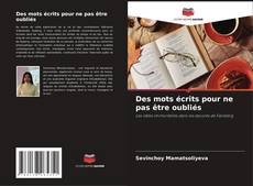 Buchcover von Des mots écrits pour ne pas être oubliés