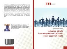 Copertina di la justice pénale internationale et l'Afrique: entre espoir et rejet?