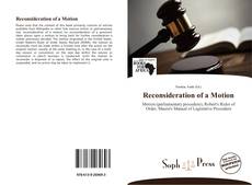 Buchcover von Reconsideration of a Motion
