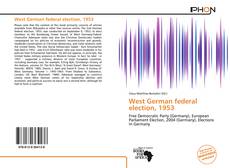 Bookcover of West German federal election, 1953