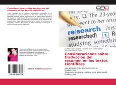 Capa do livro de Consideraciones sobre traducción del resumen en los textos científicos 
