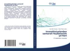 Investitsiyalardan samarali foydalanish yo‘llari kitap kapağı