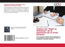 Portada del libro de Análisis del “Right to Withdraw” de la legislación de la Unión Europea