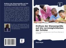 Buchcover von Einfluss der Klassengröße auf die Lernmöglichkeiten der Schüler