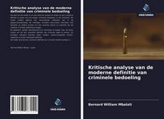 Bookcover of Kritische analyse van de moderne definitie van criminele bedoeling