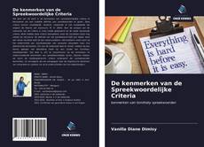 Bookcover of De kenmerken van de Spreekwoordelijke Criteria