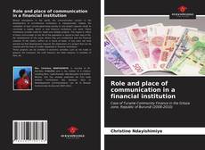 Capa do livro de Role and place of communication in a financial institution 
