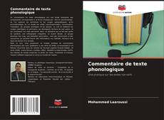 Commentaire de texte phonologique kitap kapağı
