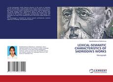 Copertina di LEXICAL-SEMANTIC CHARACTERISTICS OF SADRIDDIN'S WORKS