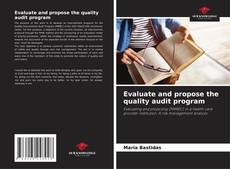 Portada del libro de Evaluate and propose the quality audit program