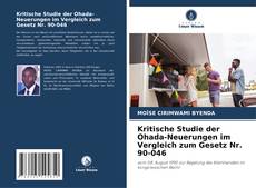 Bookcover of Kritische Studie der Ohada-Neuerungen im Vergleich zum Gesetz Nr. 90-046